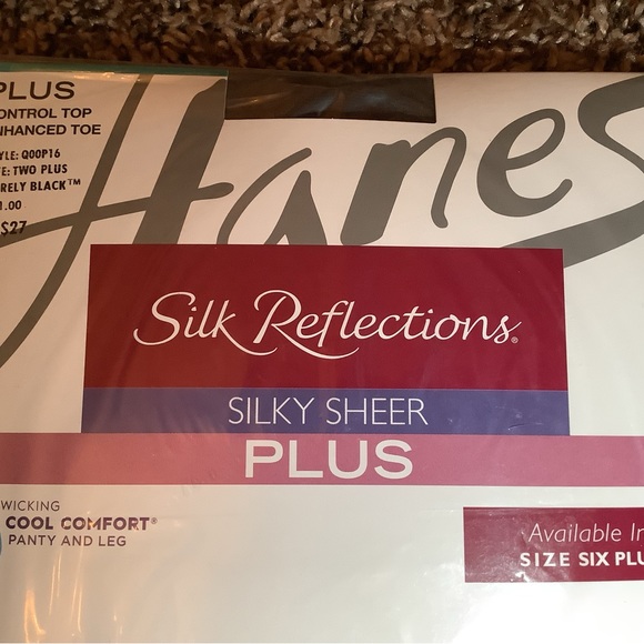 Hanes Silk Reflections control top pantyhose, barely black, size: Two Pl… - Picture 2 of 10
